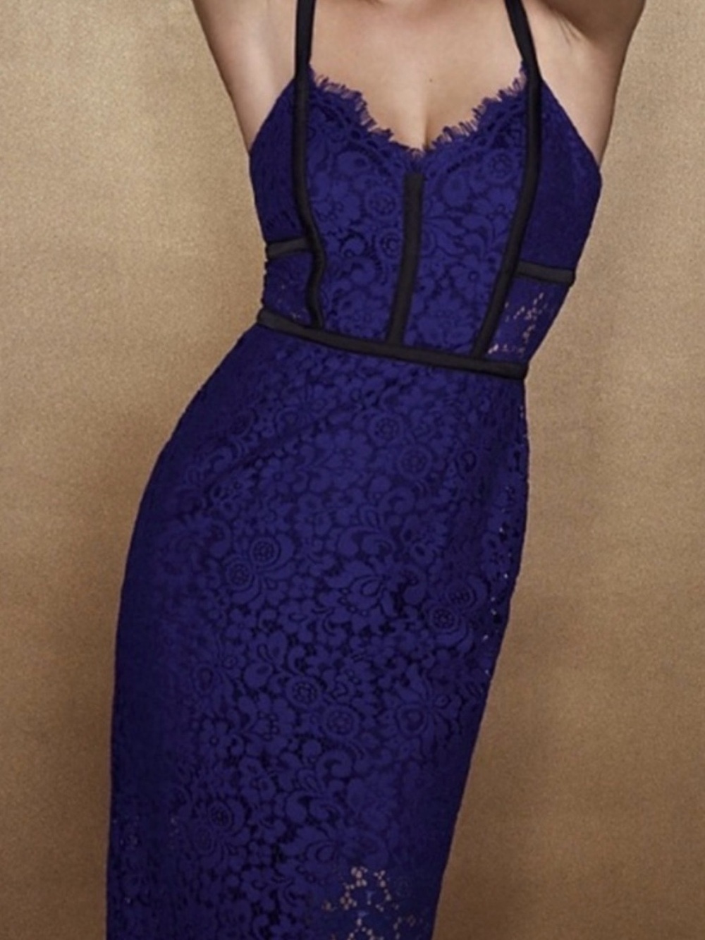 Express Lace Midi Dress in Navy Blue with Black Trim ~ Super Sexy! 😍